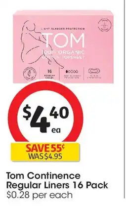 Coles Tom continence regular liners offer