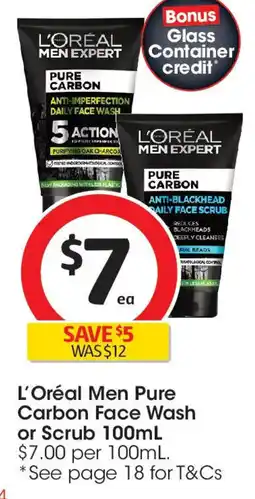 Coles L'oréal men pure carbon face wash or scrub offer