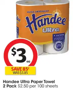 Coles Handee ultra paper towel 2 pack offer