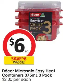 Coles Décor microsafe easy heat containers offer