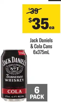 Coles Jack daniels & cola cans offer