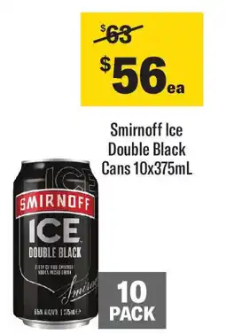 Coles Smirnoff ice double black cans offer