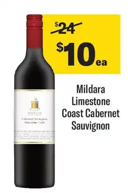 Coles Mildara limestone coast cabernet sauvignon offer