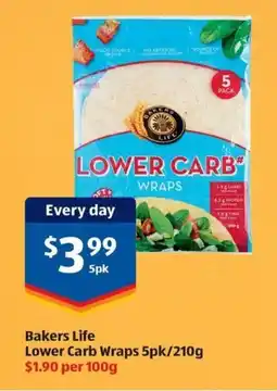 ALDI Bakers life lower carb wraps offer