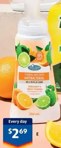 ALDI Tricare antibacterial foaming hand wash offer