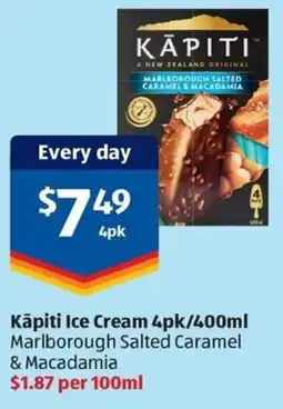 ALDI Kāpiti ice cream 4pk/400ml offer