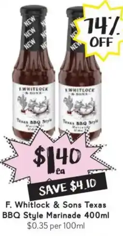 F. whitlock & sons texas bbq style marinade
