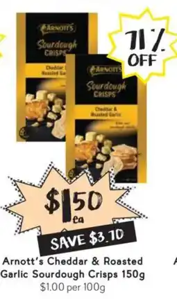 Drakes Arnott's cheddar & roasted garlic sourdough crisps offer