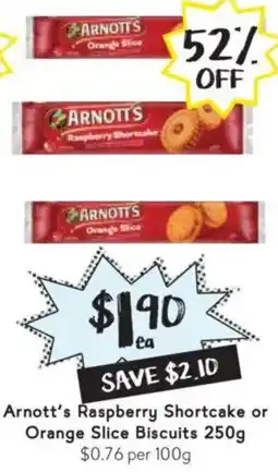 Drakes Arnott's raspberry shortcake or orange slice biscuits offer