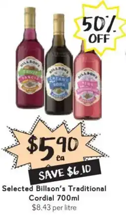 Drakes Selected billson's traditional cordial offer