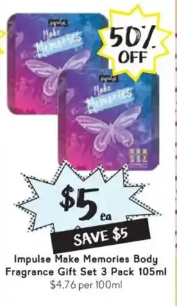Drakes Impulse make memories body fragrance gift set 3 pack offer