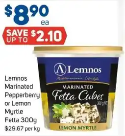 Foodland Lemnos marinated pepperberry fetta cubes or lemon myrtle offer