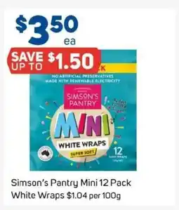 Foodland Simson's pantry mini 12 pack white wraps offer