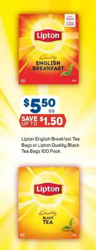 Foodland Lipton english breakfast tea bags or lipton quality black tea bags offer