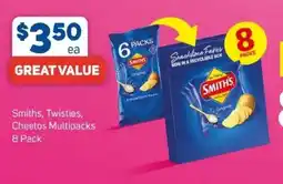 Foodland Smiths, twisties, cheetos multipacks offer
