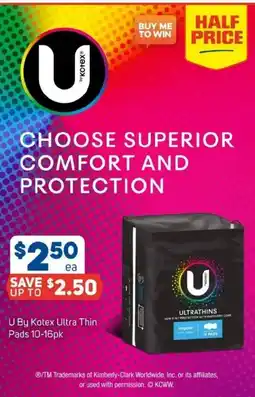 Foodland U By Kotex Ultra Thin Pads offer