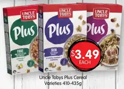 Spudshed Uncle tobys plus cereal varieties offer