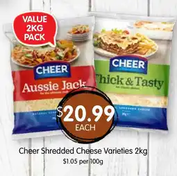 Spudshed Cheer shredded cheese varieties offer