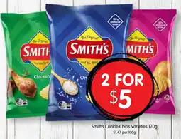 Spudshed Smiths crinkle chips varieties offer