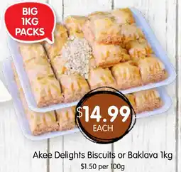 Spudshed Akee delights biscuits or baklava offer