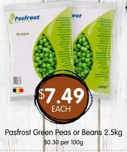 Spudshed Pasfrost green peas or beans offer