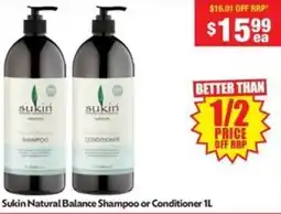Chemist Warehouse Sukin natural balance shampoo or conditioner offer