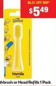 Chemist Warehouse Hismile the simpsons head refills offer