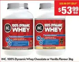 Chemist Warehouse Inc. 100% dynamic whey chocolate or vanilla flavour offer