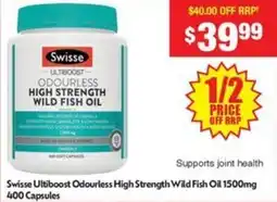 Chemist Warehouse Swisse Ultiboost Odourless High Strength Wild Fish Oil offer