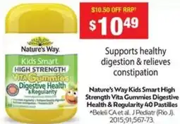 Chemist Warehouse Nature's way kids smart high strength vita gummies digestive health & regularity offer