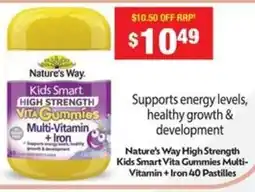 Chemist Warehouse Nature's way high strength kids smart vita gummies multi- vitamin + iron offer