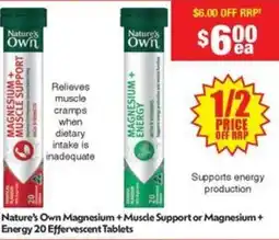 Chemist Warehouse Nature's Own Magnesium + Muscle Support or Magnesium + Energy offer