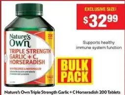 Chemist Warehouse Nature's Own Triple Strength Garlic +C Horseradish offer