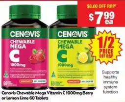 Chemist Warehouse Cenovis Chewable Mega Vitamin C Berry or Lemon Lime offer