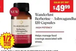 Chemist Warehouse Wanderlust berberine + ashwagandha offer