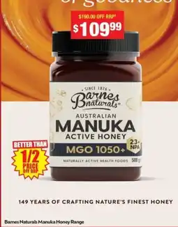 Chemist Warehouse Barnes naturals manuka honey range offer