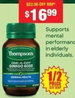 Chemist Warehouse Thompson's one-a-day ginkgo biloba 6000 offer