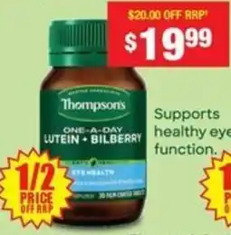 Chemist Warehouse Thompson's one-a-day lutein + bilberry offer
