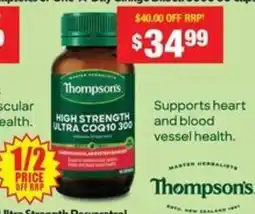 Chemist Warehouse Thompson's high strength ultra coq10 300 offer