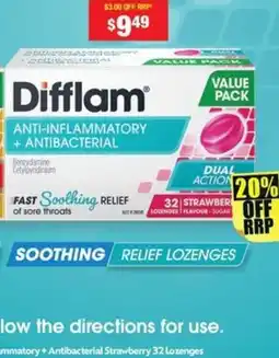 Chemist Warehouse Difflam anti-inflammatory + antibacterial strawberry offer