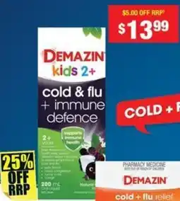 Chemist Warehouse Demazin kids cold & flu + immune defence offer