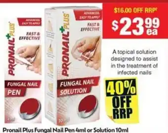 Chemist Warehouse Pronail Plus Fungal Nail Pen 4ml or Solution offer