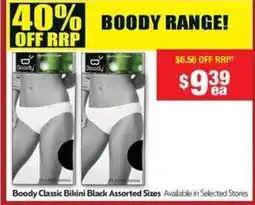 Chemist Warehouse Boody Classic Bikini Black Assorted Sizes offer