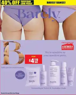Chemist Warehouse Barely Intimate Skin Care Range offer