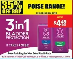 Chemist Warehouse Poise Pads Regular or Extra Plus offer