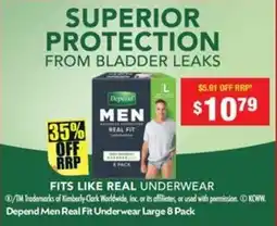 Chemist Warehouse Depend Men Real Fit Underwear offer