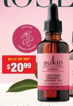 Chemist Warehouse Sukin Certified Organic Rosehip Oil offer