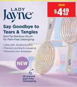 Chemist Warehouse Lady jayne say gemtip rainbow brush for pain-free detangling offer