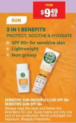 Chemist Warehouse Dermaveen sensitive sun invisible fluid spf 50+ sensitive sun spf 50+ offer