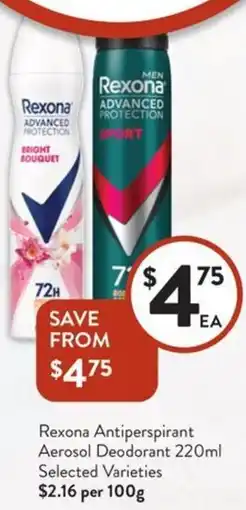 Foodworks Rexona Antiperspirant Aerosol Deodorant offer